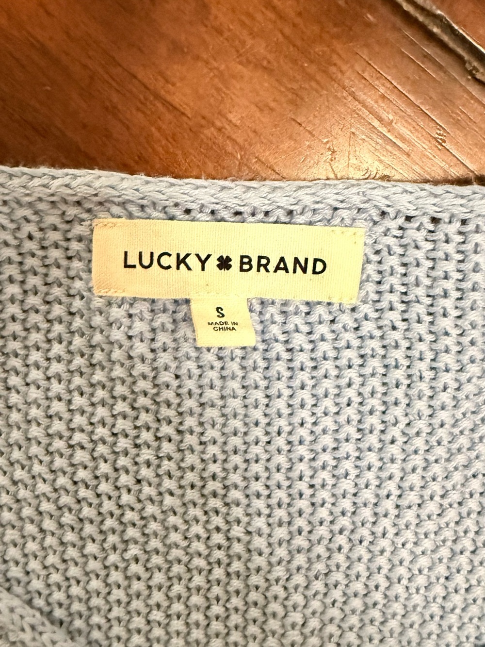 Lucky Brand Light Blue Textured Knit Scoop Neck Sweater